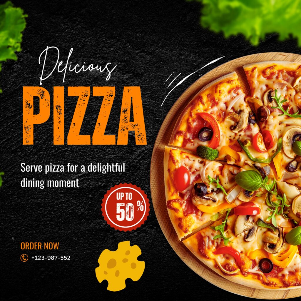 reklamný leták so zľavou na pizzu